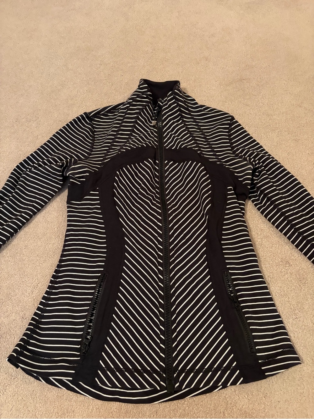 lululemon athletica Black & White Striped Zip-Up Utility Jacket